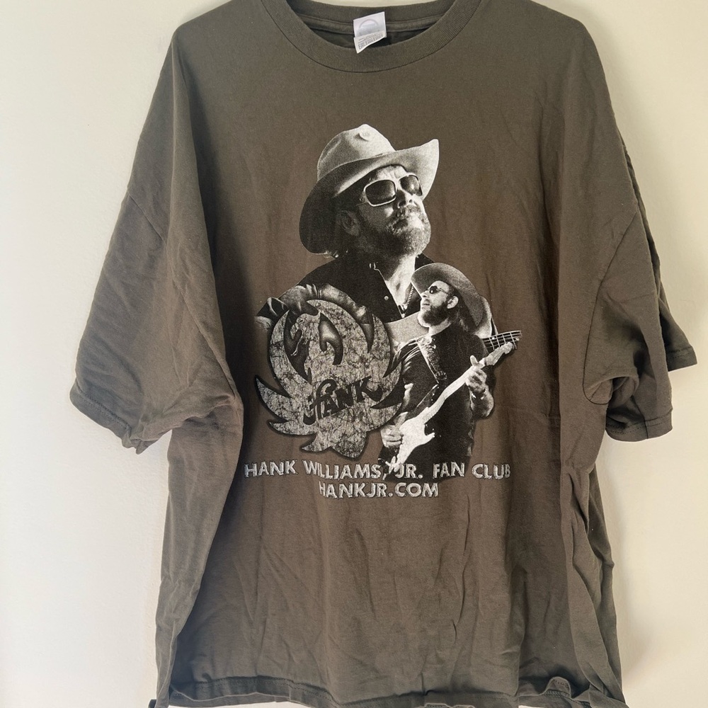 Hank Williams Jr 3X Fan Club Graphic Tee - Olive Green